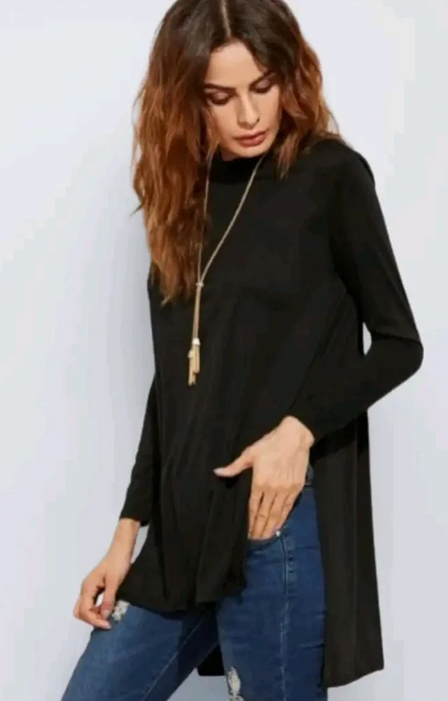 Dream Beauty Fashion Women's High Turtle Neck Long Sleeves Jumper Long Top (Echo)
- L