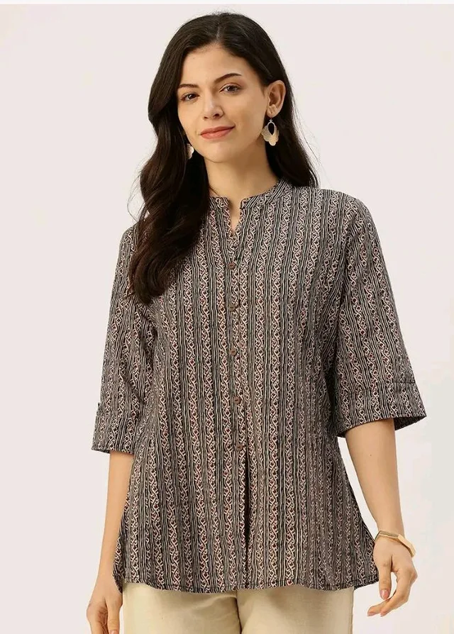 Printed Mandarin Collar top – Casual & Chic (S-3XL)
- 3XL