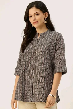 Printed Mandarin Collar top – Casual & Chic (S-3XL)
- 3XL