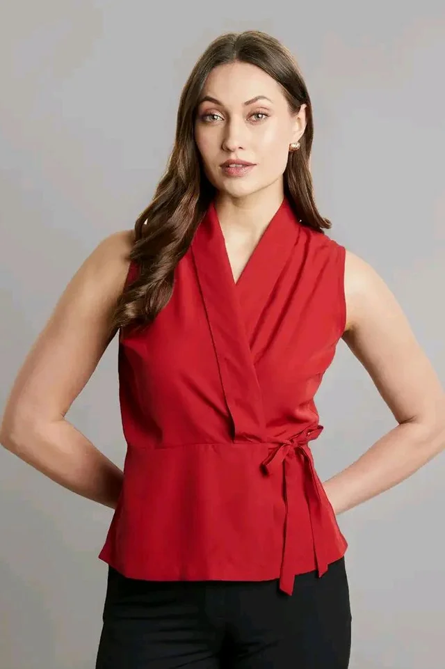 Symbol Premium Women's Polyester Solid Sleeveless Wrap Top (Regular Fit | Desk-to-Dinner) (Available in Plus Sizes)
- 2XL