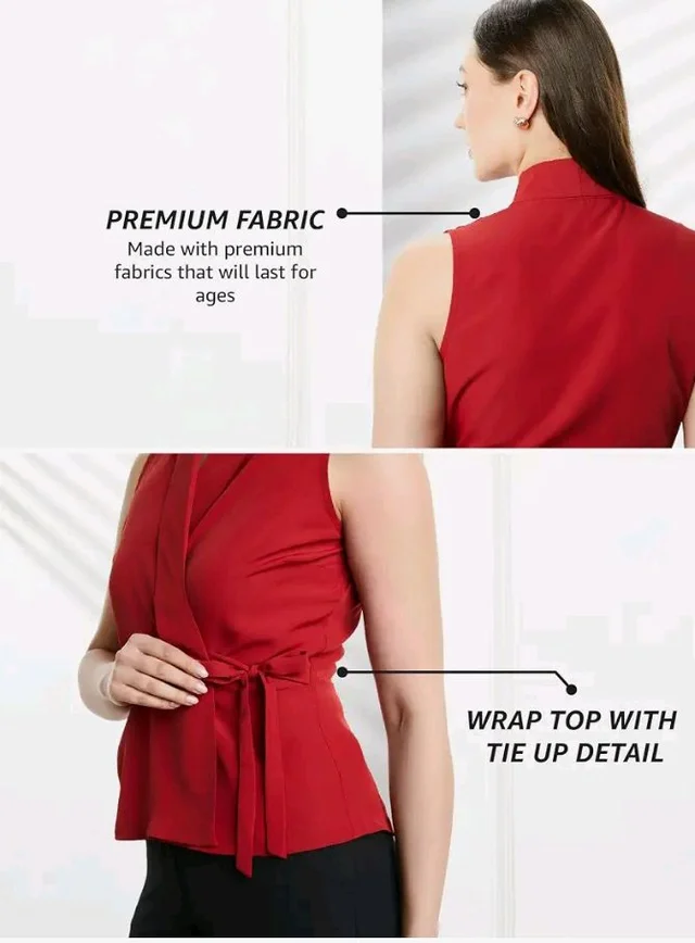 Symbol Premium Women's Polyester Solid Sleeveless Wrap Top (Regular Fit | Desk-to-Dinner) (Available in Plus Sizes)
- 2XL