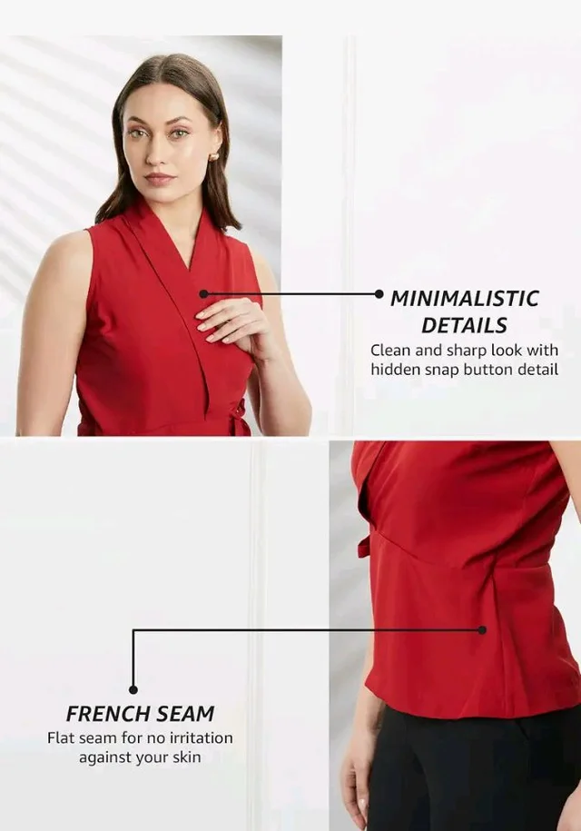 Symbol Premium Women's Polyester Solid Sleeveless Wrap Top (Regular Fit | Desk-to-Dinner) (Available in Plus Sizes)
- 2XL