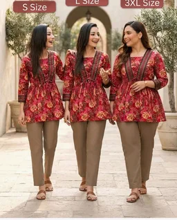 Leriya Fashion Women's Rayon Paisley Printed Regular Fit Tunic Western Tops Short Kurti Comfortable Everyday Wear & Half Sleeves, Collar Neck (Available in Plus Size) - M