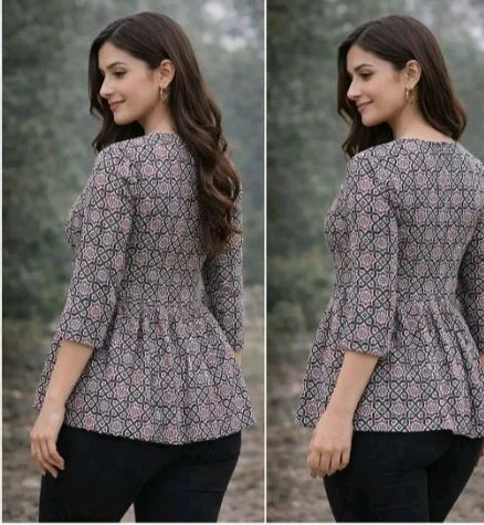 Printed Flared Cotton Kurti Top| Ethnic Tunic for Jeans, Office Wear, Casual Comfortable A-Line Top
- 2XL