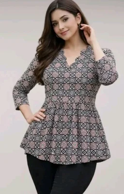 Printed Flared Cotton Kurti Top| Ethnic Tunic for Jeans, Office Wear, Casual Comfortable A-Line Top
- 2XL