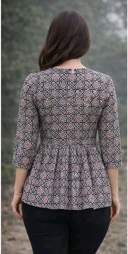 Printed Flared Cotton Kurti Top| Ethnic Tunic for Jeans, Office Wear, Casual Comfortable A-Line Top
- 2XL