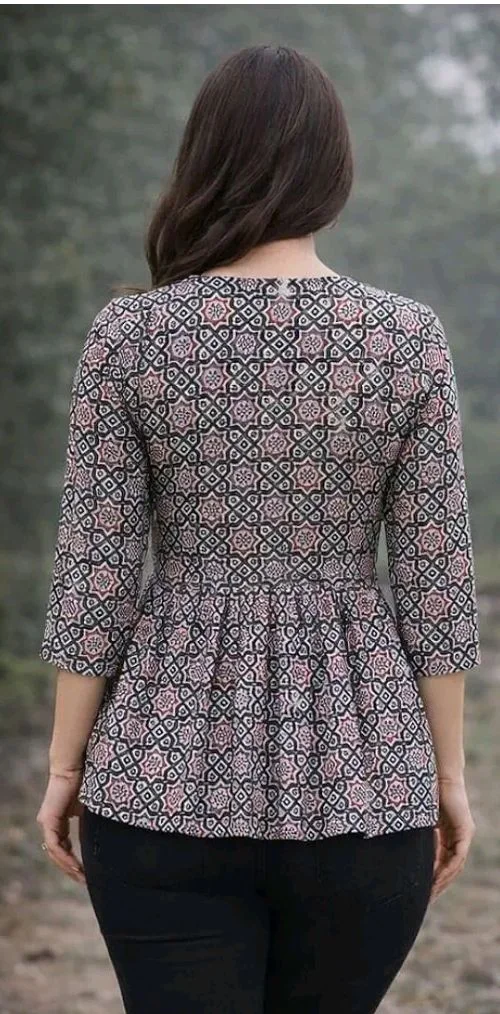 Printed Flared Cotton Kurti Top| Ethnic Tunic for Jeans, Office Wear, Casual Comfortable A-Line Top
- 2XL