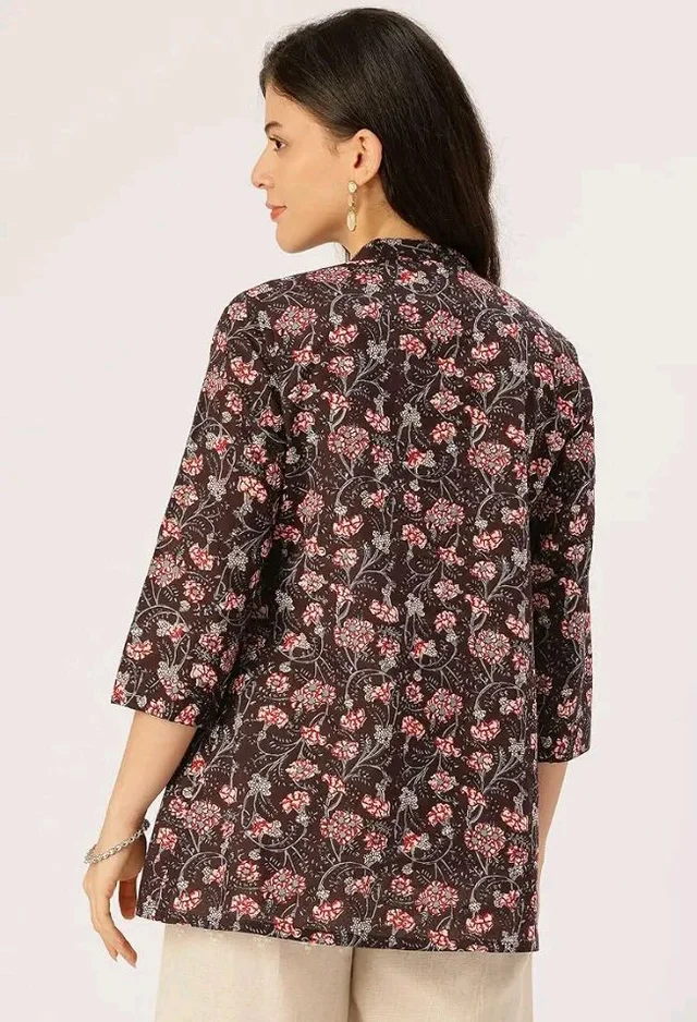 feranoid Top – Mandarin Collar, 3/4 Sleeves, Flattering Fit,Sizes (S–XXL)
- L