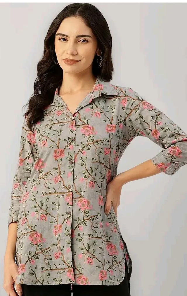 feranoid Classic Collared Cotton Shirt with 3/4 Sleeve for a Timeless Casual Look - M