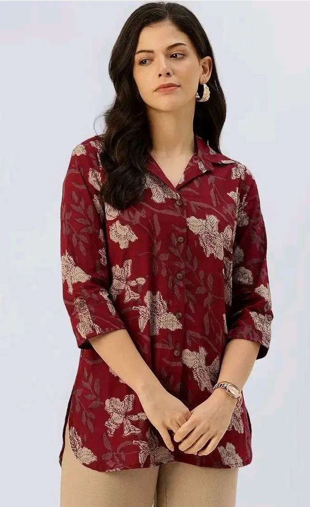 Versatile Collared top with 3/4 Sleeves for Women – Elegant & Casual (S-3XL) - L