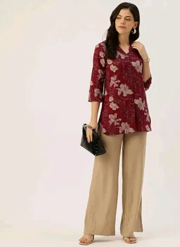 Versatile Collared top with 3/4 Sleeves for Women – Elegant & Casual (S-3XL) - L
