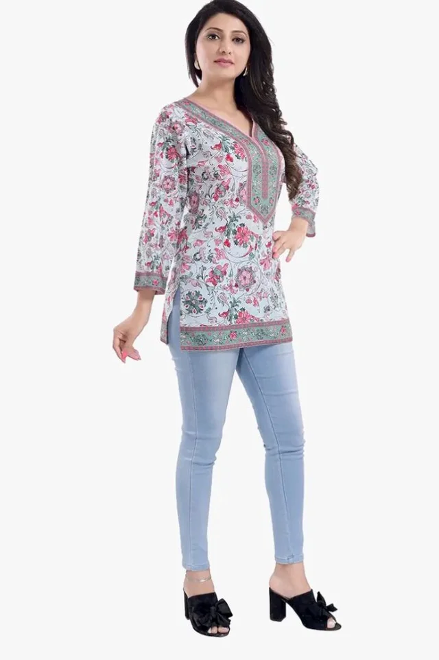 Meher Impex Women's Girls Poly Crepe Digital Printed Top
- M