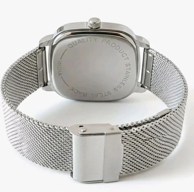 PAPIO® Men’s Stainless Steel Mesh Strap Analog Watch | Quartz Movement | Square Dial with Date Display | Premium Casual & Formal Wrist Watch for Men