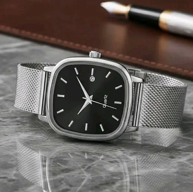PAPIO® Men’s Stainless Steel Mesh Strap Analog Watch | Quartz Movement | Square Dial with Date Display | Premium Casual & Formal Wrist Watch for Men