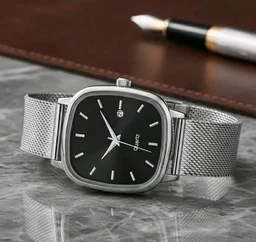 PAPIO® Men’s Stainless Steel Mesh Strap Analog Watch | Quartz Movement | Square Dial with Date Display | Premium Casual & Formal Wrist Watch for Men