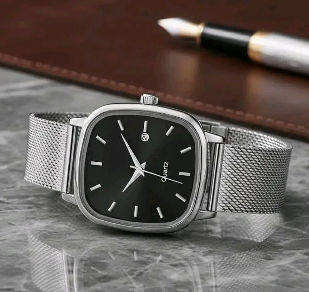 PAPIO® Men’s Stainless Steel Mesh Strap Analog Watch | Quartz Movement | Square Dial with Date Display | Premium Casual & Formal Wrist Watch for Men