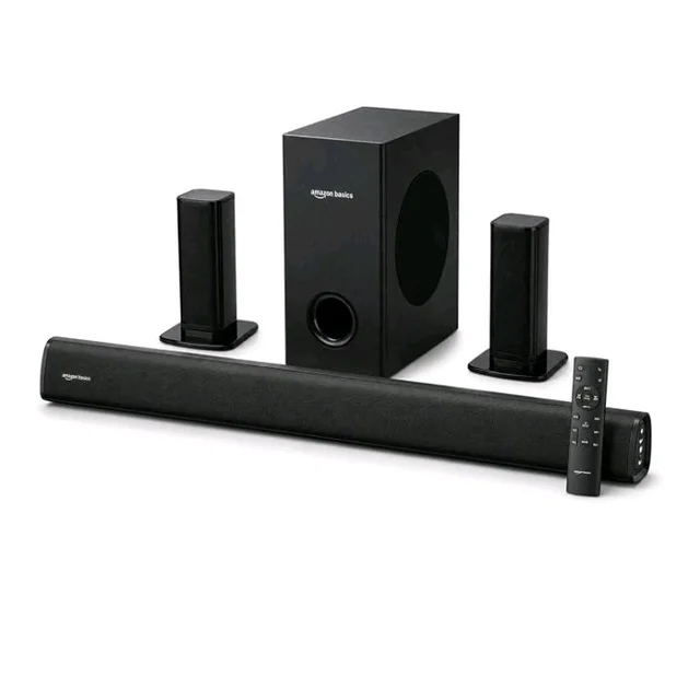 basics 120W Soundbar with Subwoofer, 5.1 Channel Surround Sound System for TV, Home Theatre Speaker with HDMI ARC, Bluetooth 5.3, USB, AUX, Remote Control, LED Display, Black