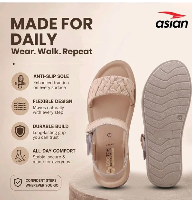 ASIAN CSL-02 OrthoSoft Extra Soft Doctor Slippers for Women | Women's Flip Flop Slippers with Soft Cushion & Arch Support | Broad Strap Casual Slides | Comfortable Daily Wear Footwea - 11