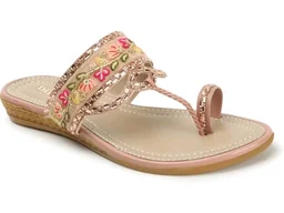 DIPYO Women's Floral Embroidered Ethnic Slip-On Sandals Comfortable & Stylish Flat Sandals For Wedding & Party - 10