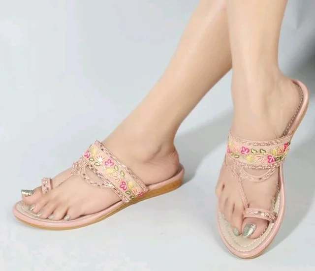DIPYO Women's Floral Embroidered Ethnic Slip-On Sandals Comfortable & Stylish Flat Sandals For Wedding & Party - 10