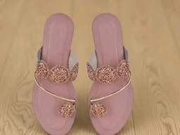 Women's Peach Embellished Flat Sandals For Party & Wedding Occasion - 6