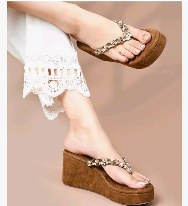 LOOKS Women Elegant Embellished Platform Wedge Sandals Designed for Comfort and Statement Style - 9