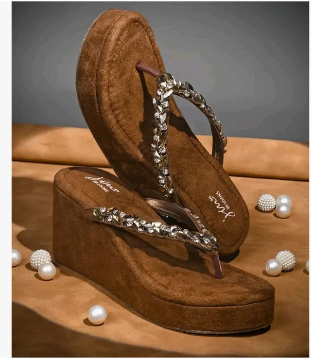 LOOKS Women Elegant Embellished Platform Wedge Sandals Designed for Comfort and Statement Style - 9