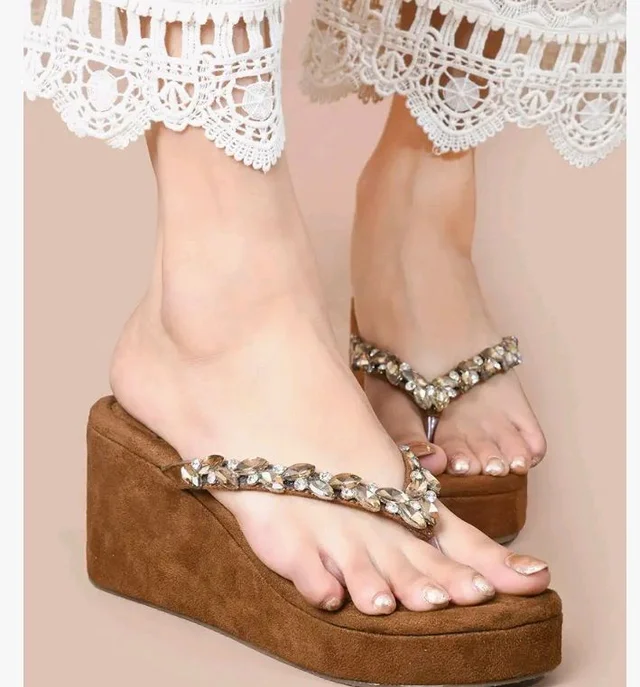LOOKS Women Elegant Embellished Platform Wedge Sandals Designed for Comfort and Statement Style - 9