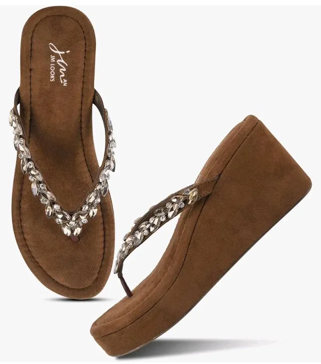 LOOKS Women Elegant Embellished Platform Wedge Sandals Designed for Comfort and Statement Style - 9