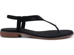 Padchin Women’s Flat Sandals with Embellished T-Strap Footwear - 10