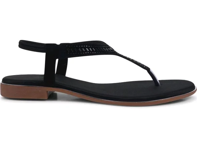 Padchin Women’s Flat Sandals with Embellished T-Strap Footwear - 10