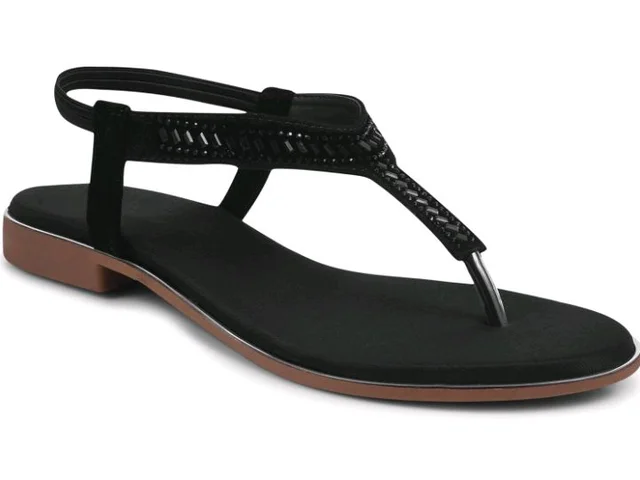 Padchin Women’s Flat Sandals with Embellished T-Strap Footwear - 10