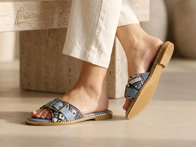 FootStation Women's Designer Flat Slides | Casual Comfort Slippers - 9