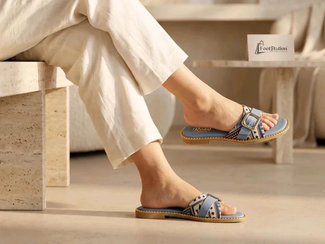 FootStation Women's Designer Flat Slides | Casual Comfort Slippers - 9