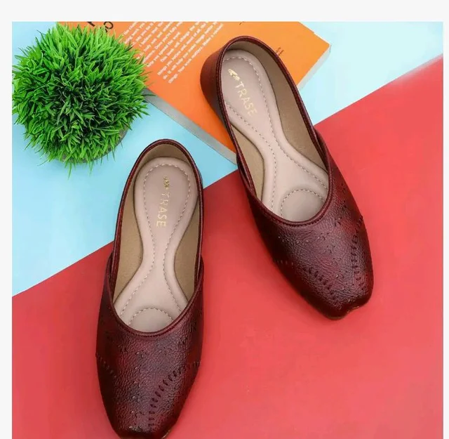 TRASE Traditional Jutti for Women & Girls | Flat Sole, Soft Lining, Cushion Footbed | Casual Wear & Comfortable Ethnic Footwear for Wedding & Festive - 9