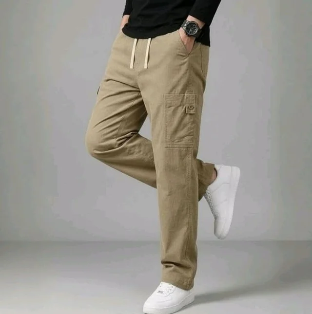 Cargo for Men | Cotton Cargo Pant | Lower for man | Elastic Drawstring Waist Straight Fit Bottoms | Comfortable Breathable Cargos for Casual, Office Wear - 34