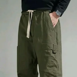 Cargo for Men | Cotton Cargo Pant | Lower for man | Elastic Drawstring Waist Straight Fit Bottoms | Comfortable Breathable Cargos for Casual, Office Wear - 34