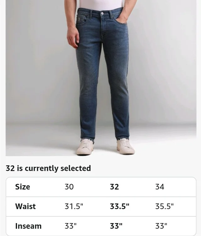 U.S. Polo ASSN. Denim Jeans for Men - Slim Tapered Fit, Mens Jeans for Office & Regular Wear
- 32