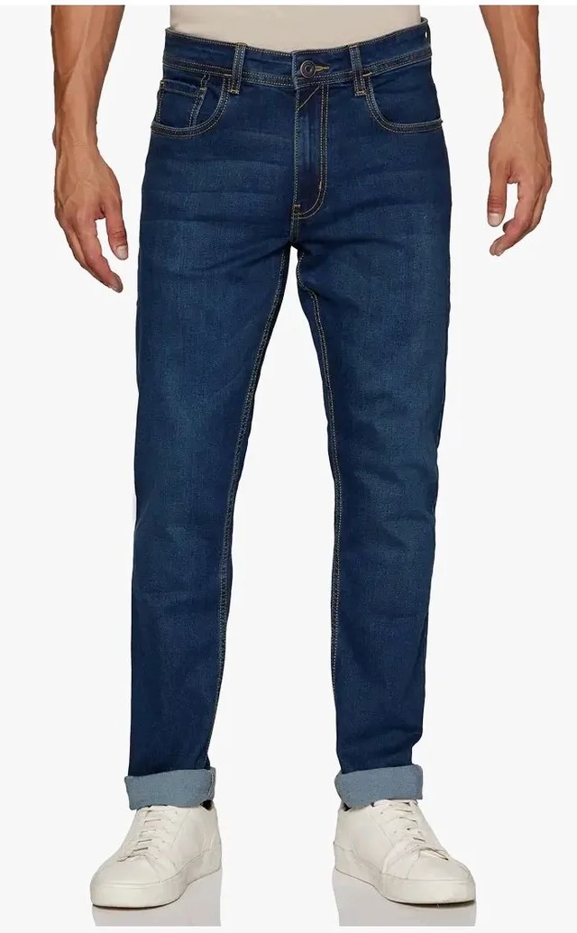 Peter England Men's Tapered Fit Mid Rise Classic Tape Stretchable Twill Jeans - 36