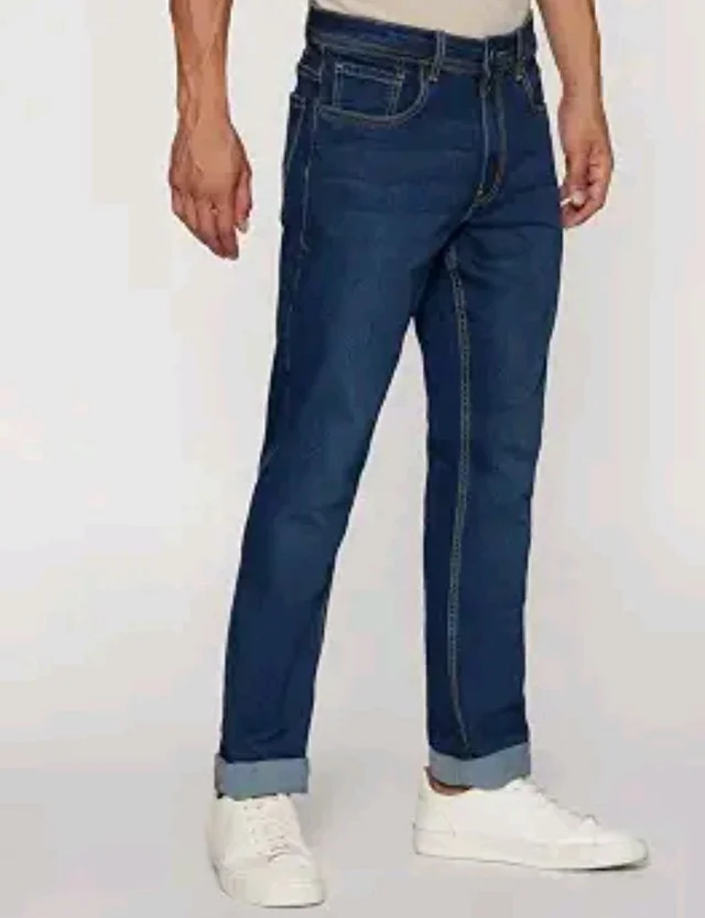 Peter England Men's Tapered Fit Mid Rise Classic Tape Stretchable Twill Jeans - 36