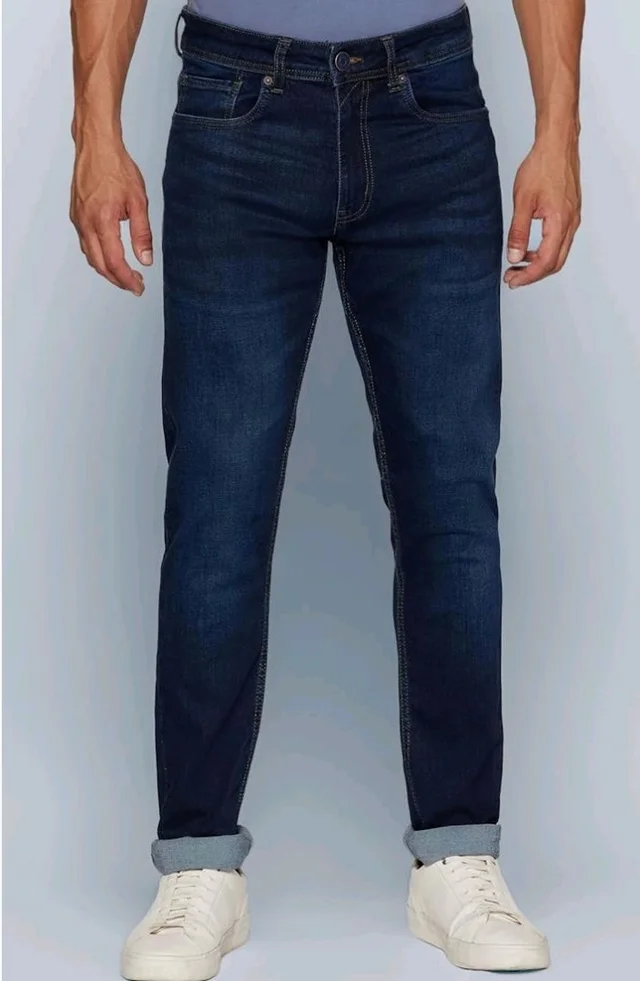 Peter England Men's Tapered Fit Mid Rise Classic Tape Stretchable Twill Jeans - 36
