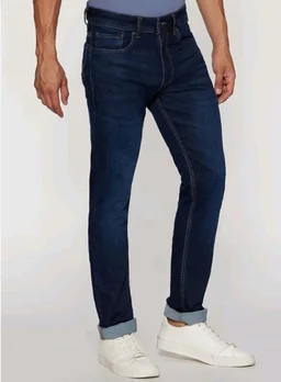 Peter England Men's Tapered Fit Mid Rise Classic Tape Stretchable Twill Jeans - 36