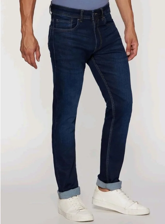 Peter England Men's Tapered Fit Mid Rise Classic Tape Stretchable Twill Jeans - 36