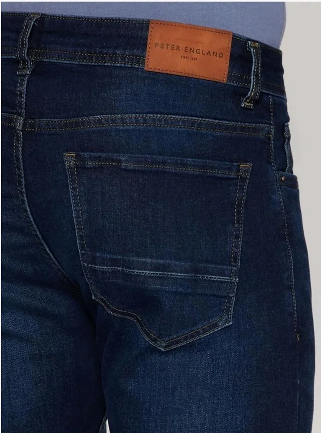 Peter England Men's Tapered Fit Mid Rise Classic Tape Stretchable Twill Jeans - 36