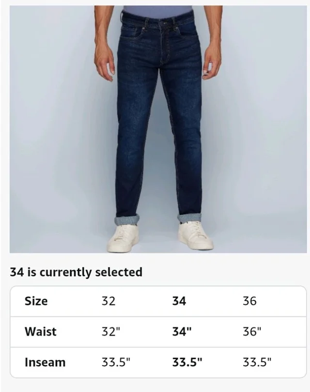 Peter England Men's Tapered Fit Mid Rise Classic Tape Stretchable Twill Jeans - 36