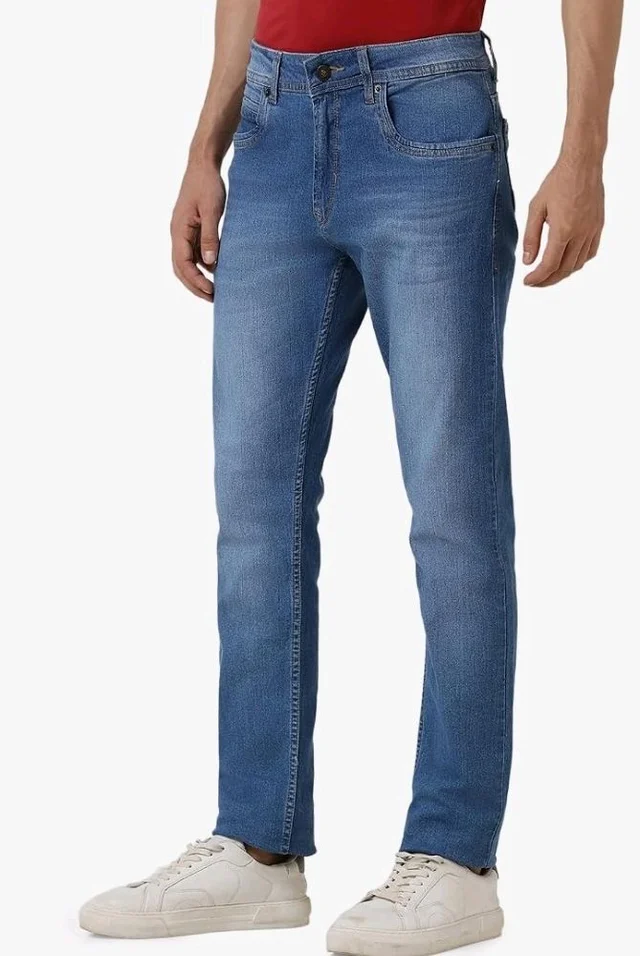 Peter England Men's Tapered Fit Mid Rise Classic Tape Stretchable Twill Jeans - 32