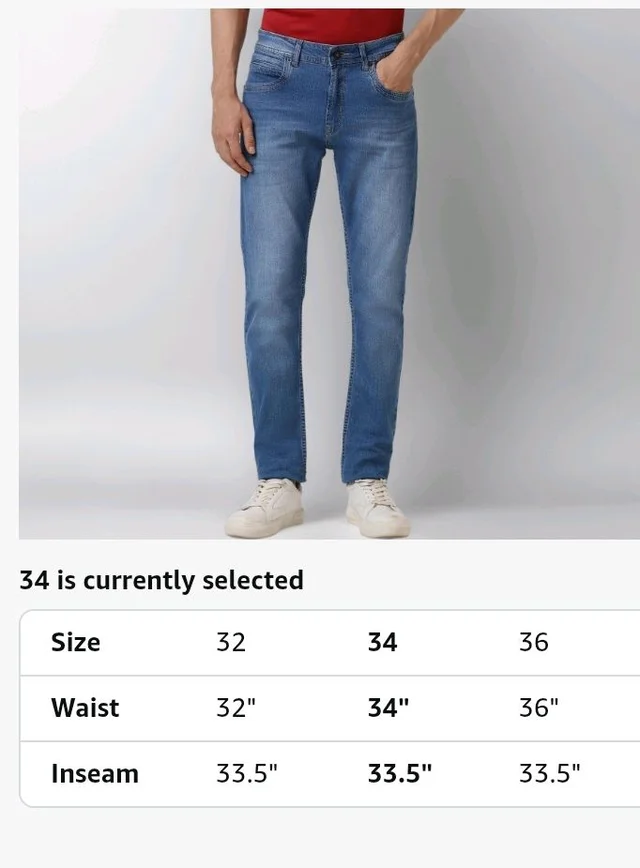 Peter England Men's Tapered Fit Mid Rise Classic Tape Stretchable Twill Jeans - 32