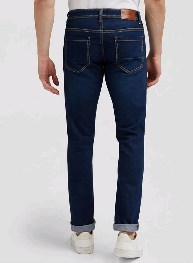 Peter England Men's Tapered Fit Mid Rise Classic Tape Stretchable Twill Jeans - 32