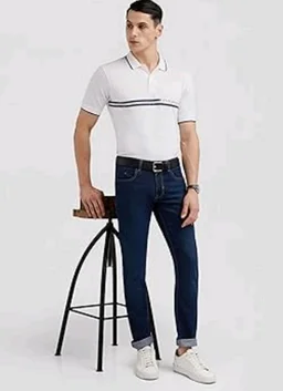 Peter England Men's Tapered Fit Mid Rise Classic Tape Stretchable Twill Jeans - 32