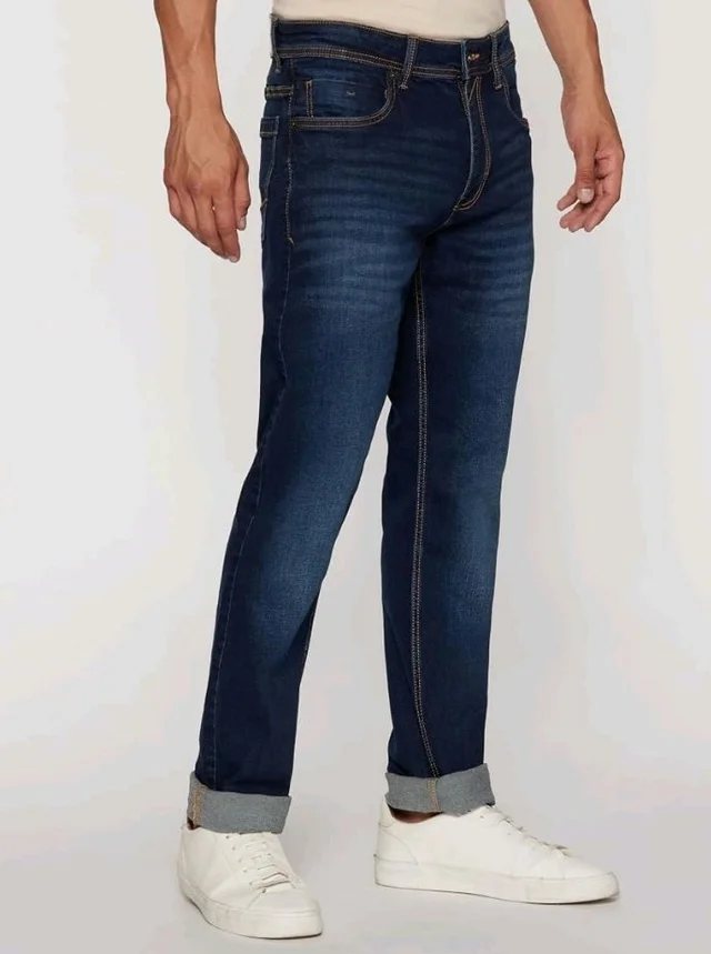 Peter England Men's Tapered Fit Mid Rise Classic Tape Stretchable Twill Jeans - 32